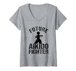 Damen Zukünftiger Aikido-Kämpfer T-Shirt mit V-Ausschnitt von Baby Aikido Fighter