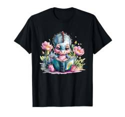 Baby Dino Lesebuch Niedliche Blumen Lustig Herren Damen Kinder T-Shirt von Baby Dino Reading