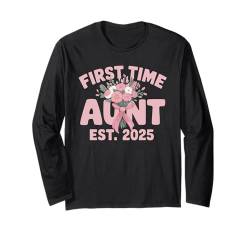 First Time Aunt Est 2025 Langarmshirt von Baby Nichte Neffe Tante Schwangerschaftsanzeige