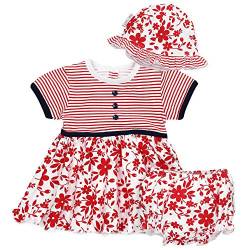 Baby Sweets® 3er Baby-Set Kleid, Pumphose & Baby-Mütze/Newborn Babykleidung Mädchen in Rot-Weiß-Blau/Babykleid als Sommer-Baby-Outfit/Taufkleid Neugeborene & Kleinkinder Größe 6-9 Monate (74) von Baby Sweets