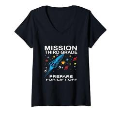 Damen Mission Dritte Klasse: Bereite dich auf den Schulstart vor T-Shirt mit V-Ausschnitt von Back To School First Day Of School