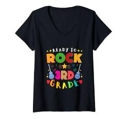 Damen Ready To Rock 3. Klasse Zurück zur Schule T-Shirt mit V-Ausschnitt von Back To School First Day Of School