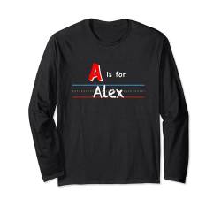 A Is For Alex, Jungen personalisierter Name Kinder Schule Langarmshirt von Back to School, Personalized Custom Boys Names