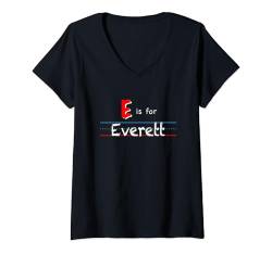 Damen E Is For Everett, Jungen Individueller Personalisierter Name Kinder Schule T-Shirt mit V-Ausschnitt von Back to School, Personalized Custom Boys Names