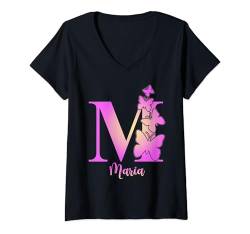 Damen Maria, niedlicher personalisierter Schmetterling benutzerdefinierte Kinder Mädchen Name T-Shirt mit V-Ausschnitt von Back to School, Personalized Custom Girls Names