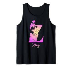 Zoey, niedlicher personalisierter Schmetterling benutzerdefinierte Kinder Mädchen Name Tank Top von Back to School, Personalized Custom Girls Names