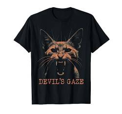 Devil's Gaze - Okkult Gothic Teufel Satan Katzen T-Shirt von Bad Attitudes