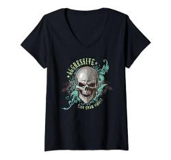 Damen Totenkopf Gothic Graphic Tees für Männer Frauen Jungen Mädchen T-Shirt mit V-Ausschnitt von Bad Omens Co.