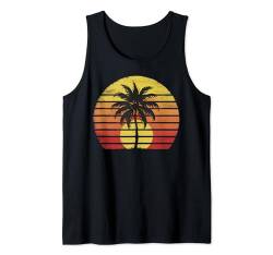 Grafik-T-Shirts mit Silhouette eines Kokosnussbaums bei Sonnenuntergang Tank Top von Bad Omens Co.
