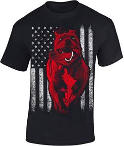 (A) Hunde T-Shirt Herren - American Pitbull Terrier - Geschenk für Hundebesitzer und Hundeliebhaber - Gassi TShirt Hund/Kampfhund (Schwarz L) von Baddery