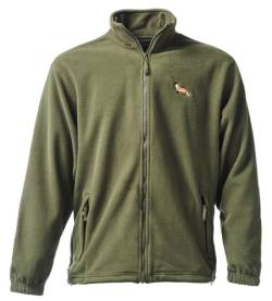 Baddery Fleecejacke Herren - Fuchs - Jägerjacke - Geschenk für Jäger - Jagdjacke Männer - Jäger Kleidung Jagd Zubehör (Fleecejacke Army M) von Baddery