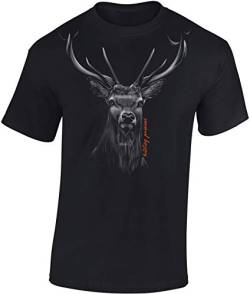 Jäger T-Shirt Männer - Hunting Passion - Geschenk für Jäger - Jagd Tshirt Herren - Jäger Kleidung Jagd Zubehör (Schwarz S) von Baddery