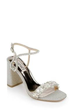 Badgley Mischka Damen Tanisha Blockabsatz Sandale Heeled, Platin, 37 EU von Badgley Mischka