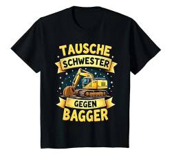 Kinder Tausche Schwester gegen Bagger - Geschwister Geschenk T-Shirt von Bagger Geschwister Geschenke