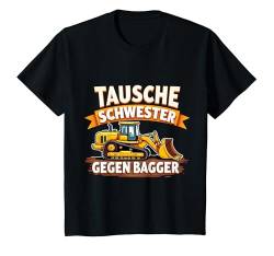 Kinder Tausche Schwester gegen Bagger - Geschwister Geschenk T-Shirt von Bagger Geschwister Geschenke