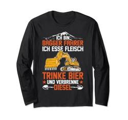 Lustiges Bagger Ich Trinke Bier Und Verbrenne Diesel Langarmshirt von Baggerfahrer Mann Geschenke