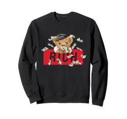 Cool Rich Teddy Bear with Money Illustration Graphic Designs Sweatshirt von Bahaa's Tee