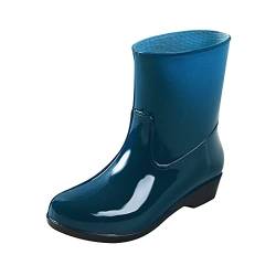 Baiomawzh Gummistiefel Damen Halbhoch Breiter Fuß Regenstiefeletten mit Rutschfest Sohle Sommer Gummistiefel Leicht Regenschuhe Weit Regenstiefel Bequem Gummistiefeletten Wasserdichte Gummi Boot von Baiomawzh