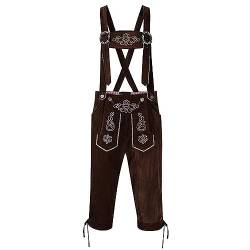 Baiomawzh Lederhose Herren Tracht Regular Deutsch Bayern Lederhose Slim Fit Bequem Leder Shorts Elegante Schicke Trachtenhose Schwarze Vintage Festivalkleidung für Oktoberfest von Baiomawzh