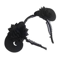 Baluue Klaue Stirnband Spitzenstirnband für Halloween Stirnband aus Tierhorn Blumen-Haarband aus Stoff farbband Horn hair Hörner Cosplay Halloween-Haarreifen schwarzes Netz Black von Baluue