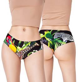 Bananalu Damen Slips mit Print Motiv Food Erdbeeren Tieren Unterhosen JUMANJI Zoo M von Bananalu