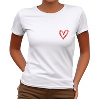 Banco T-Shirt Damen Kurzarm Love Liebe Herz Unifarben Unifarben, Größen XS - 6XL, Premium T-Shirt von Banco