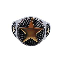 Banemi Herren Ring Gravur, Männer Ringe Mit Gravur Gold Stern Edelstahl Verlobungsringe Abschlussgeschenk Größe 70 (22.3) von Banemi