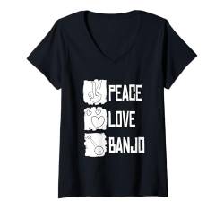 Damen Banjo Bluegrass Fingerpicking - Saiteninstrument Banjo T-Shirt mit V-Ausschnitt von Banjo Geschenke & Ideen