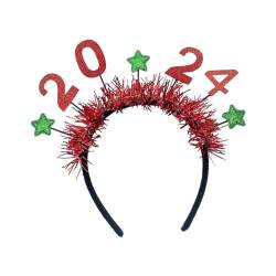 Baoblaze 2024 Frohes Neues Jahr Stirnband Hairhoop Haarband Frau Kopfbedeckung Kopfschmuck für Party Supplies Prom Geburtstag Karneval Leistung, Rot von Baoblaze