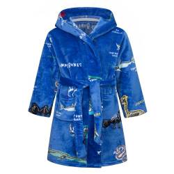 Baogaier Bademantel Kinder Jungen mit Kapuze Flanell, Blau Dinosaurier Morgenmantel Hoodie Roben Weichen Pyjamas Warmen Nachtwäsche 2-Tasche Bathrobe Alter 6-7 Jahre,Gr.116-122 von Baogaier