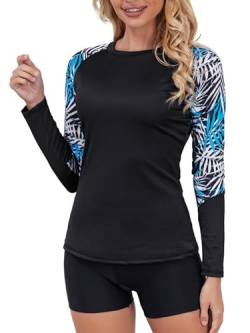 Baoxld Damen Langarm Rash Guard Surf Shirt UV Schutzkleidung Sonnenschutz Badeanzug Wasser Schwimmshirt Neoprenhose Kleidung Badeshirts Weiß L von Baoxld