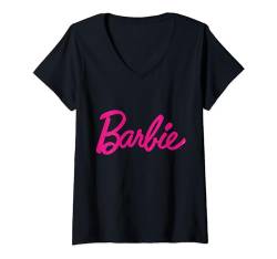 Barbie-Logo für Damen, offizielles rosa Logo T-Shirt mit V-Ausschnitt von Barbie