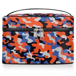 Abstrakte Verkleidung Kosmetiktasche Damen Große Reise Make-up Tasche Camouflage Make-up Tasche Tragbare Make-up Tasche Box Reißverschluss Kulturbeutel, wie abgebildet, 9.2*6.2*5.9inch von Bardic