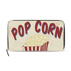 GIGIJY Vintage Popcorn und Filmtickets, Poster, Geldbörse, mehrere Kreditkartenfächer, Tasche für Damen, Leder, Reißverschluss, lange Geldbörse, multi, Einheitsgröße, Vintage von Bardic