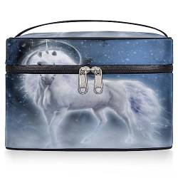 Galaxy Pferd Kosmetiktasche Damen Große Reise Make-up Tasche Tier Pferde Make-up Tasche Tragbare Make-up Tasche Box Reißverschluss Kulturbeutel, wie abgebildet, 9.2*6.2*5.9inch von Bardic