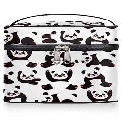 Süße Panda-Tiere Kosmetiktasche Damen Große Reise Make-up Tasche Tier Panda Make-up Tasche Tragbare Make-up Tasche Box Reißverschluss Kulturbeutel, wie abgebildet, 9.2*6.2*5.9inch von Bardic