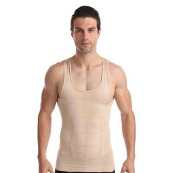 BaronHong Gynäkomastie-Kompressions-Hemdweste zum Verbergen von Männerbrüsten Moobs Abnehmen Herren Shapewear Flatten Whole Abdomen(nackt,S) von BaronHong