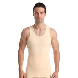 BaronHong Herren-Kompressions-Brustbinder-Shirt zum Abnehmen, Body Shaper, Weste, Workout, Tanktops, Bauchmuskel-Unterhemden (Hautton, 3XL) von BaronHong