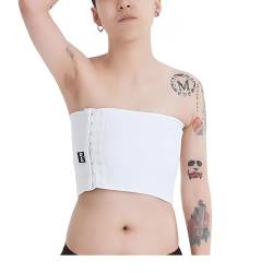 BaronHong Tomboy Trans Lesbian Trägerlos Plus Size Brust Binder Top mit 20 cm Gummiband (weiß, M) von BaronHong