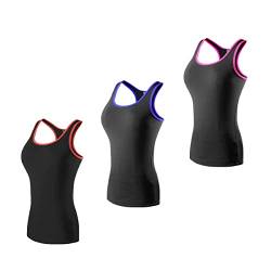 Barrageon Sport Tank Tops 3Pcs Damen Kompression Achselshirts Schnell Trocknend Kompressionsshirt Elastisch Ärmellos Top Training Fitness (A-3Set-06-L) von Barrageon