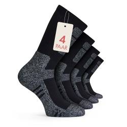 Basic Treasure 4 Paar Anti-Blasen Wandersocken für Damen & Herren, Leichte Trekking-Socken, Outdoor Socken 39-42 & 43-46 (DE/NL/SE/PL, Numerisch, 43, 46, Regular, Regular, Schwarz) von Basic Treasure