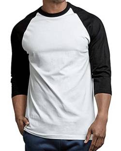 Herren-Baseballshirt, 3/4-Ärmel, Baumwolle, lässig, Jersey, Raglan, schwarz / weiß, Mittel von BasicList