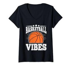 Damen Basketball Vibes Basketballspieler Damen Herren Kinder T-Shirt mit V-Ausschnitt von Basketball Bekleidung Damen Herren Kinder