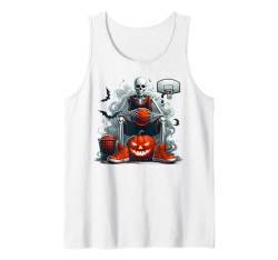 Skeleton Basketballspieler Männer Jungen gruselig Halloween Tank Top von Basketball Skeleton Halloween Men Boys