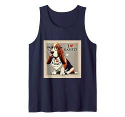 I Love Bassets Shirt Basset Mama Papa Doggie Basset Hound Dog Tank Top von Basset Hound Gifts and Doggie Shirts