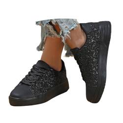 Bastwahl Schuhe Damen Sneaker Silber Glitzer - Freizeit Schnürer Sportschuhe Glänzende Schuhe Laufschuhe Glitzer Mode Pailletten Sneaker Flach Schuhe Schuhe Bunt Turnschuhe von Bastwahl