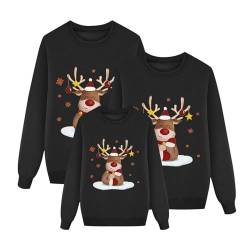 Bastwahl Weihnachtspullover Familie Set Damen Herren Kinder Lustig Weihnachtspulli Ugly Christmas Sweater Rundhals mit Reindeer Unisex Weihnachts Pullover Pärchen Weihnachtsoutfit von Bastwahl