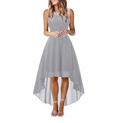 Festliche Kleider Knielang Damen Patchwork Kleider Einfarbig Abendkleid Spaghettiträger Partykleid A-Linie Trachtenrock mit Rüschensaum Brautkleid Für Festlich Hochzeit Sommerkleider von Bastwahl