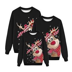 angebot des tages blitzangebot, Weihnachtspullover Familie Set Damen Herren Kinder Lustig Weihnachtspulli Ugly Christmas Sweater Rundhals mit Reindeer Unisex Weihnachts Pullover Weihnachtsoutfit von Bastwahl