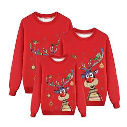 angebot des tages blitzangebot, Weihnachtspullover Familie Set Damen Herren Kinder Lustig Weihnachtspulli Ugly Christmas Sweater Rundhals mit Reindeer Unisex Weihnachts Pullover Weihnachtsoutfit von Bastwahl